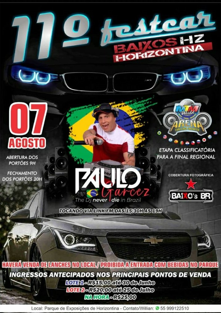 PARQUE MUNICIPAL DE EVENTOS ESTARÁ LOCADO NESTE DOMINGO PARA EVENTO OFICIAL DE SOM AUTOMOTIVO