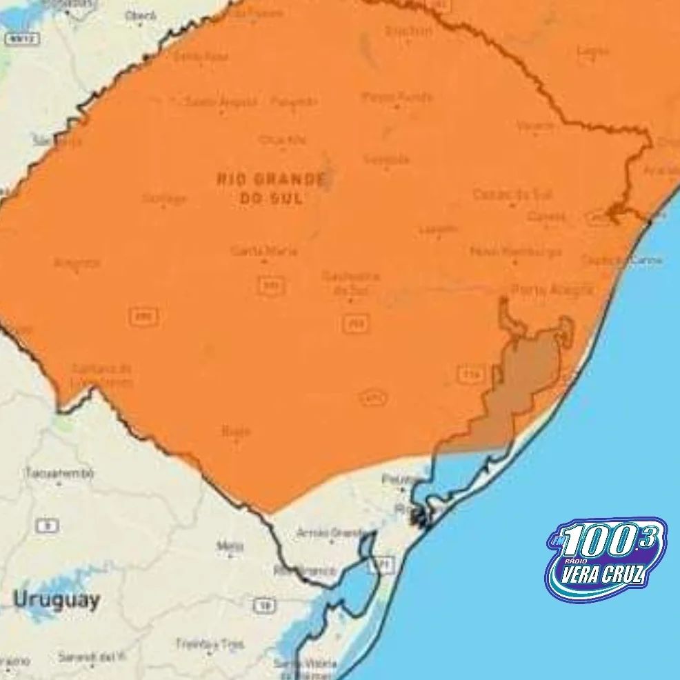 Inmet emite alerta para risco de temporal com vento de até 100 km/h e granizo em quase todo o RS nesta sexta-feir